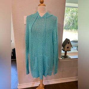 Torrid open knit Aqua Knit beach Cover-Up hoodie 1X